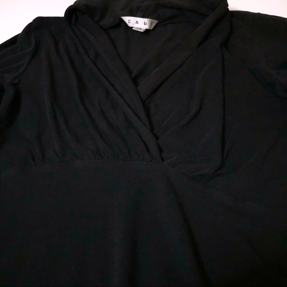 CAbi Flatter Me Crossover Top Faux Wrap Black #771 Stretch Extra Small - Picture 6 of 8